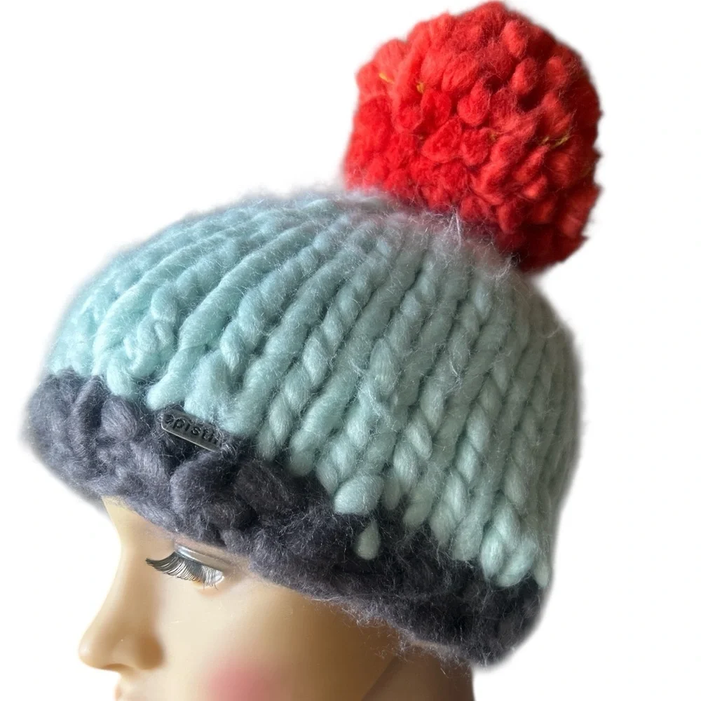 Pistil Warm Chunky Knit Beanie w Pom Pom Mint/Menthe Color NWT OS Taille Unique